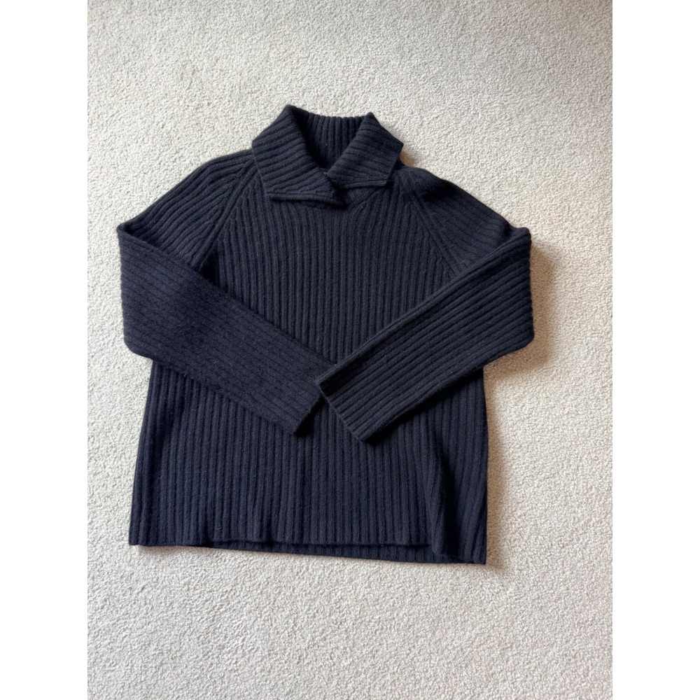 Lauren Ralph Lauren Black Wool Cashmere Angora Minimalist Chunky Knit Sweater XL